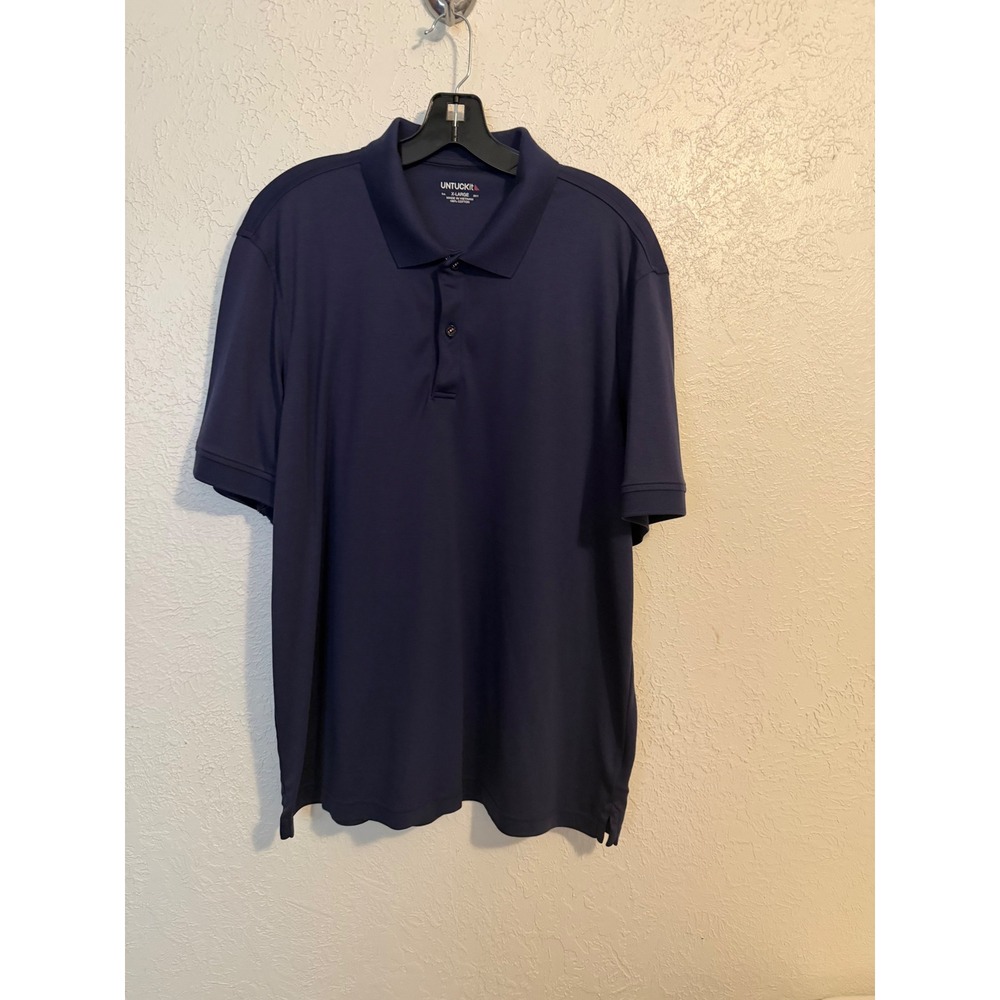 UNTUCKit Damaschino Mens XL Navy Blue Cotton Short Sleeve Polo Shirt 35510